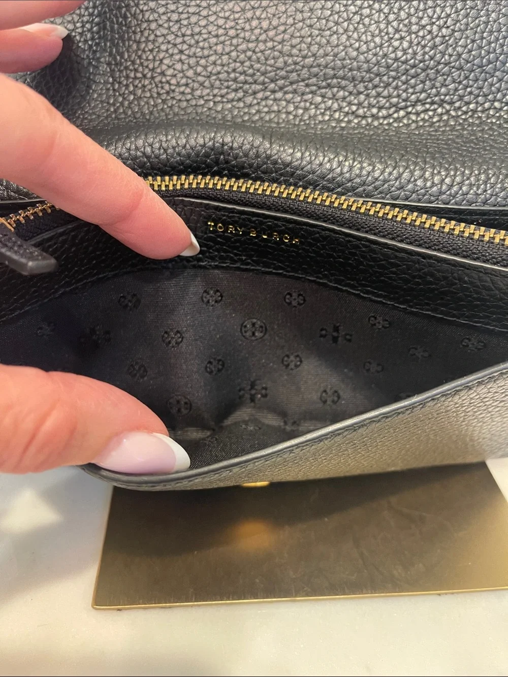 Tory Burch Black Britten Leather Wallet with Wristlet